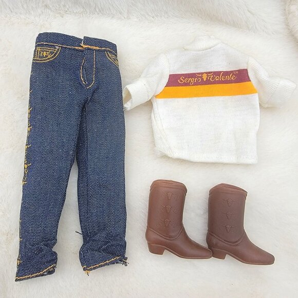 Vintage 1982 Sergio Valente Doll Outfit Boots Toy Time Action Figure Fashion - Picture 1 of 2